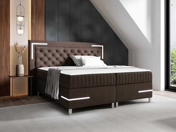 Boxspring postelja Baltimore 189, 120x200, Blago, Posteljno dno, 152x211x120cm, Vzmetnica, Bor