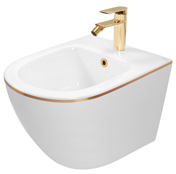 WC komplet CARLO Mini Flat + Bidet CARLO Mini White Gold Edge