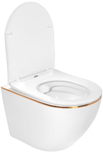 WC komplet CARLO Mini Flat + Bidet CARLO Mini White Gold Edge