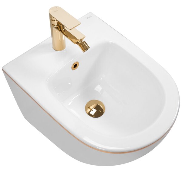 WC komplet CARLO Mini Flat + Bidet CARLO Mini White Gold Edge