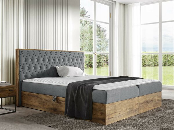 Boxspring postelja Baltimore 190, 120x200, Blago, Posteljno dno, 128x208x103cm, Vzmetnica