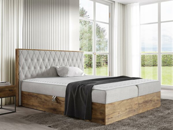 Boxspring postelja Baltimore 190, 120x200, Blago, Posteljno dno, 128x208x103cm, Vzmetnica