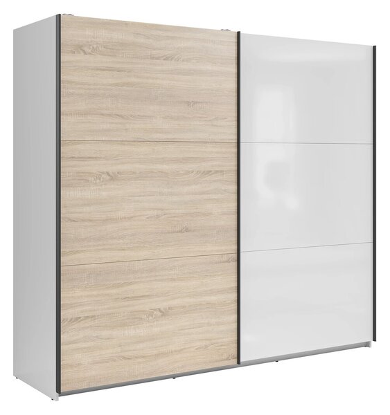 Garderobna omara Boston DR121, Sonoma hrast, Bela, 195.5x220x60cm, Vrata omare: Drsna