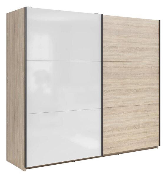 Garderobna omara Boston DR121, Sonoma hrast, Bela, 195.5x220x60cm, Vrata omare: Drsna