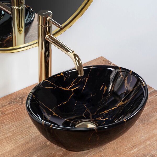 Rea Sofia Mini Black Marble Shiny umivalnik za pult