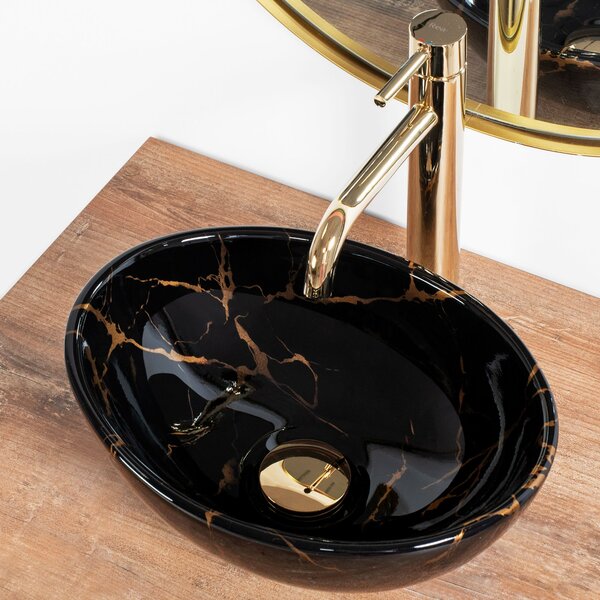 Rea Sofia Mini Black Marble Shiny umivalnik za pult