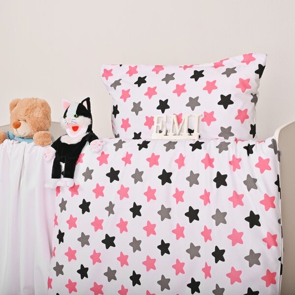 Otroška posteljnina Stars roza EMI, Otroški set 90x130 + 45x65