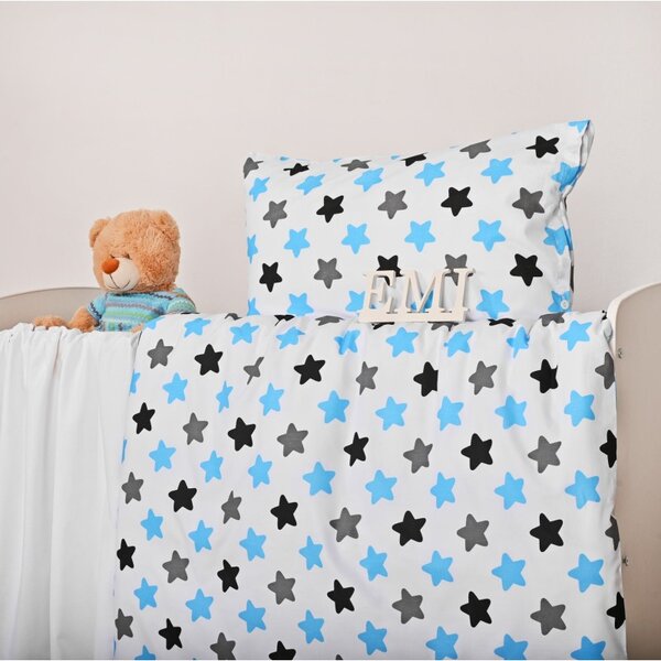 Otroška posteljnina Stars blue EMI, Otroški set 90x130 + 45x65