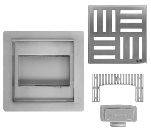 Linijski odtok REA CROSS 150x150 Nickel Brush