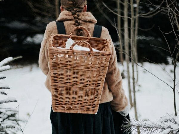 ATMOWOOD Pleten koš za nošenje oglat velik