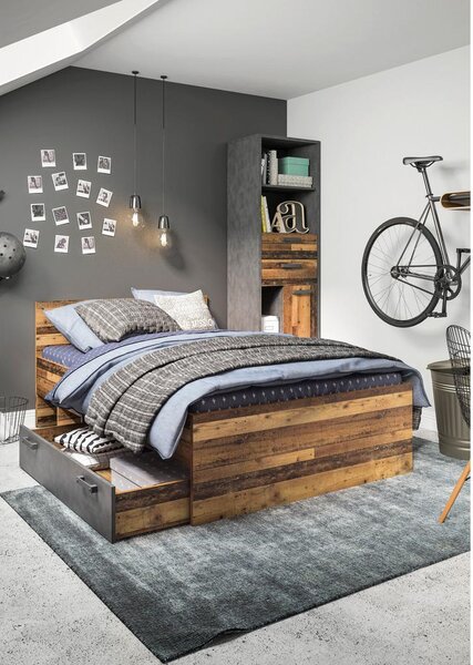 Modern Living Postelja Nubi, Barva Hrasta, Temno Siva, 120x200