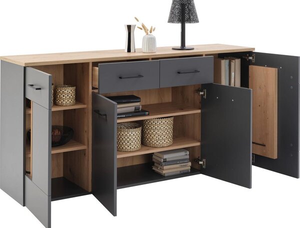 Modern Living Široka Komoda Amare, Antracit, Barva Hrasta
