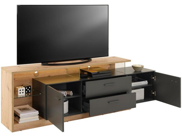 Modern Living Tv-element Morgano, Antracit, Barva Hrasta, Osvetlitev