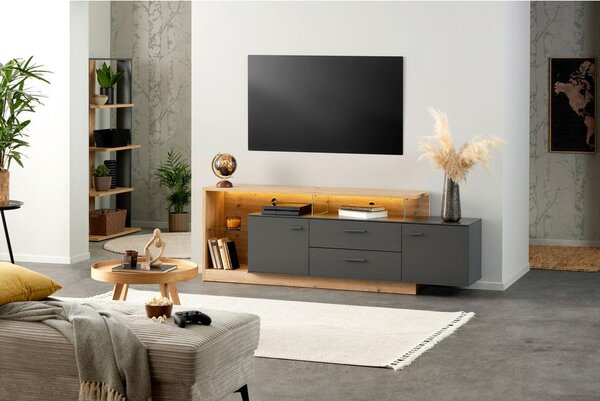 Modern Living Tv-element Morgano, Antracit, Barva Hrasta, Osvetlitev