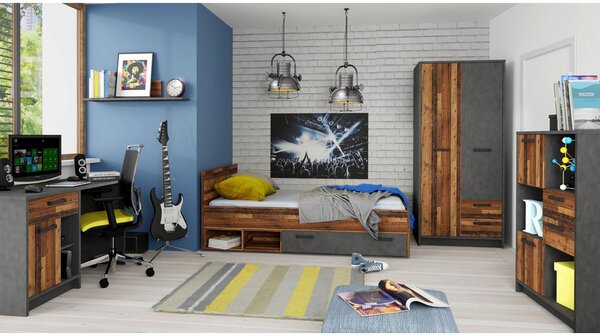 Modern Living Garderobna Omara Nubi, Barva Hrasta, Temno Siva