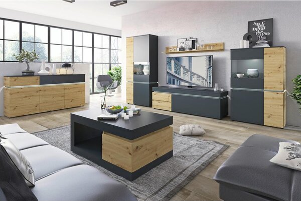 Modern Living Klubska Miza Luci, Antracit, Barva Hrasta