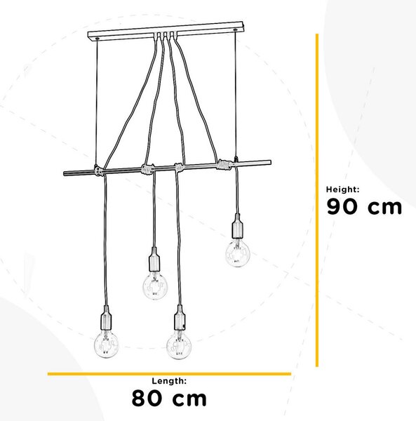 VISEČA SVETILKA WIRE 80/10/90 cm E27
