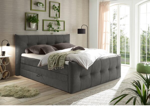 POSTELJA BOXSPRING 180 cm x 200 cm , tekstil antracit