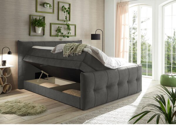 POSTELJA BOXSPRING 180 cm x 200 cm , tekstil antracit