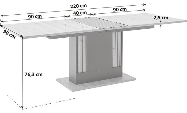 Modern Living Raztegljiva Miza Amare, Antracit, Barva Hrasta