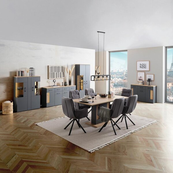 Modern Living Raztegljiva Miza Amare, Antracit, Barva Hrasta