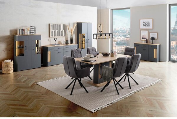 Modern Living Raztegljiva Miza Amare, Antracit, Barva Hrasta
