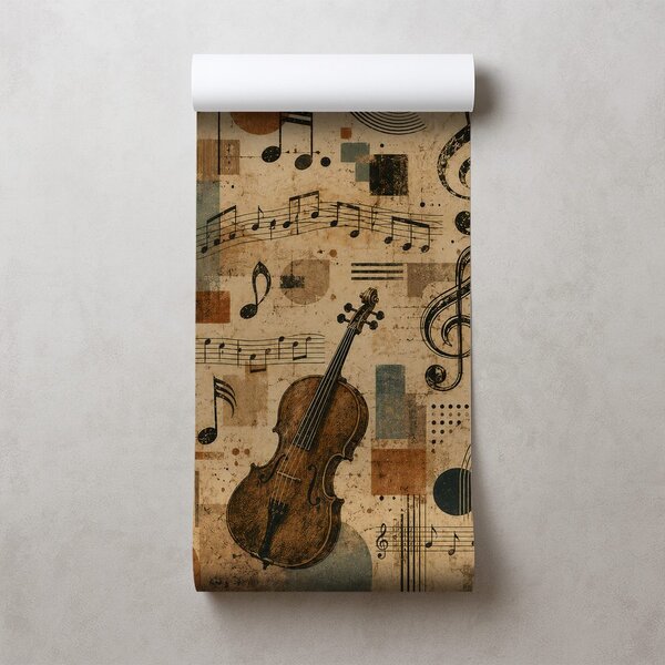 Fototapeta vintage glasbeni instrumenti in note