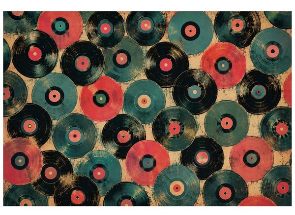 Tapeta retro vinilne plošče v barvah