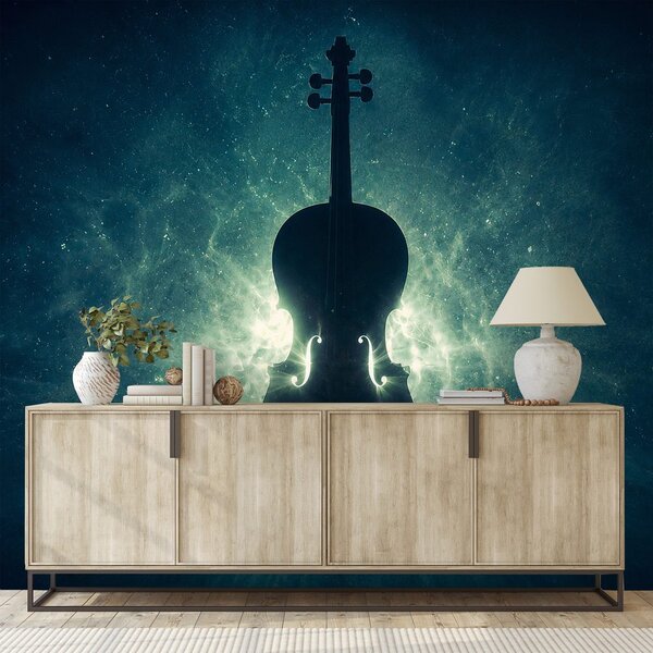 Fototapeta violončelo v kozmični svetlobi