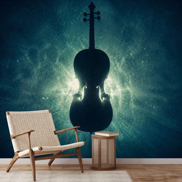 Fototapeta violončelo v kozmični svetlobi