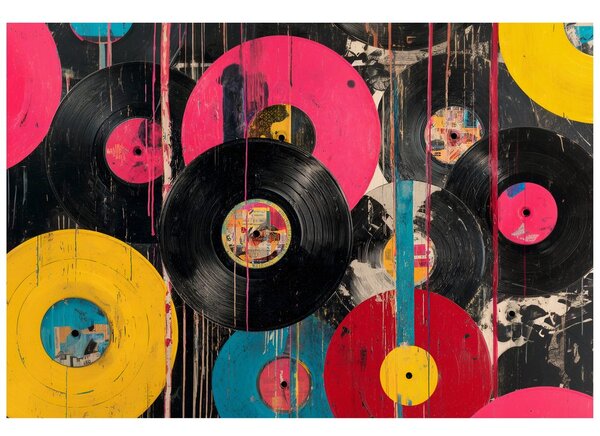 Tapeta pisane retro vinilne plošče