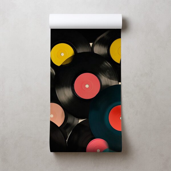 Tapeta pisane retro vinilne plošče