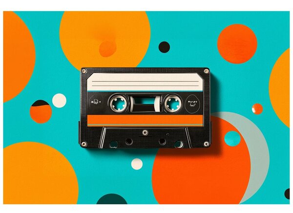 Fototapeta retro kaseta na barvnih krogih