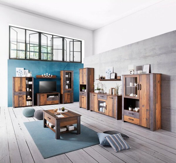 Modern Living Široka Komoda Ontario, Barva Hrasta, Temno Siva