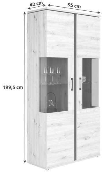 Mömax Vitrina Nature, Barva Hrasta, Črna