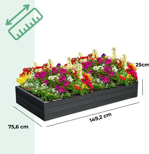 Visoka greda WOODY, 149x75,6x25cm, antracit Prosperplast