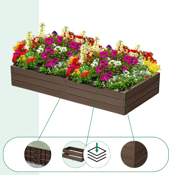 Visoka greda WOODY, 149x75,6x25cm, rjava Prosperplast