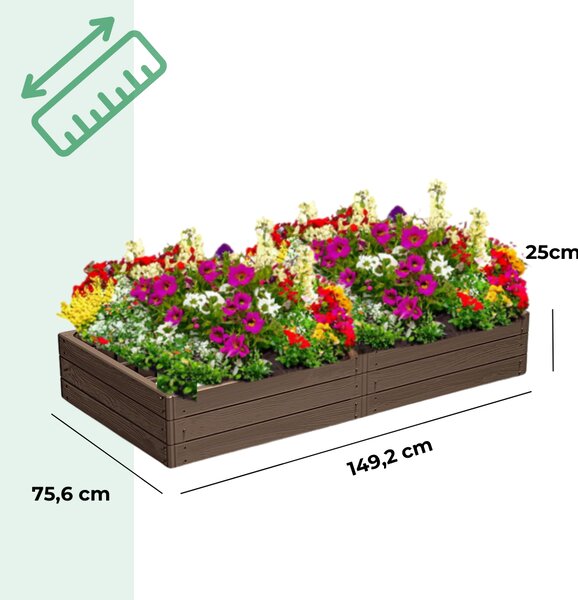 Visoka greda WOODY, 149x75,6x25cm, rjava Prosperplast