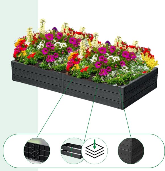Visoka greda WOODY, 149x75,6x25cm, antracit Prosperplast