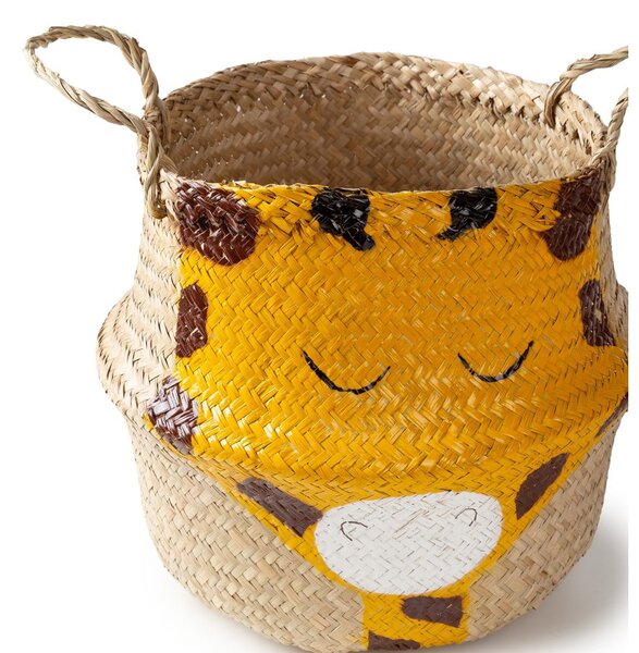 Rumena/naravna otroška škatla za shranjevanje iz morske trave ø 30x28 cm Giraffe – Compactor