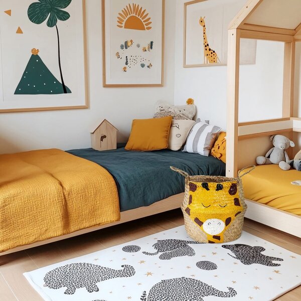 Rumena/naravna otroška škatla za shranjevanje iz morske trave ø 30x28 cm Giraffe – Compactor