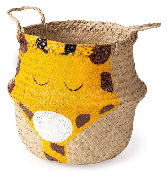 Rumena/naravna otroška škatla za shranjevanje iz morske trave ø 30x28 cm Giraffe – Compactor