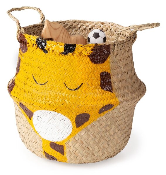 Rumena/naravna otroška škatla za shranjevanje iz morske trave ø 30x28 cm Giraffe – Compactor