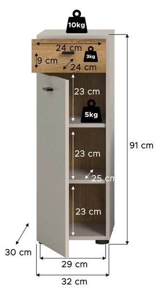 SREDNJE VISOKA OMARA 32/91/30 cm