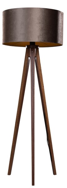 Stoječa svetilka na treh nogah, orehov les z rjavo žametno odtenkom 50 cm - Tripod Classic