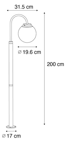 Moderna svetilka črna s prozornim steklom 200 cm IP44 - Sfera