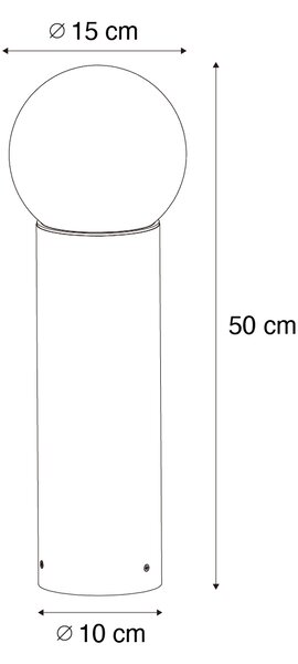 Stoječa zunanja svetilka črna z opalnim steklom 50 cm IP44 - Huma