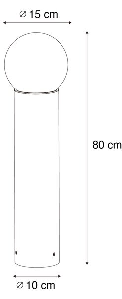 Stoječa zunanja svetilka črna z opalnim steklom 80 cm IP44 - Huma