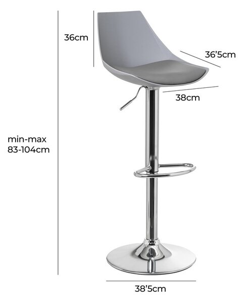Sivi barski stoli v kompletu z nastavljivo višino 2 ks iz umetnega usnja (višina sedeža 56,5 cm) – Casa Selección