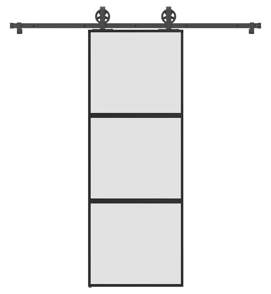 VidaXL Drsna vrata z opremo 76x205 cm kaljeno steklo in aluminij